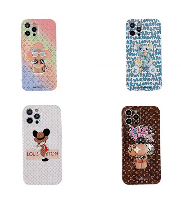 ルイヴィトン ディズニー コラボ ブランド iphone13 pro/13 pro max/13 miniケース かわいい 花熊柄 lv ジャケット型 ファッション 経典  アイフォン13/12s/11/x/8/7 plus/se2スマホケース メンズ レディース  