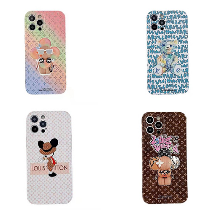 ルイヴィトン ディズニー コラボ ブランド iphone13 pro/13 pro max/13 miniケース かわいい 花熊柄 lv ジャケット型 ファッション 経典  アイフォン13/12s/11/x/8/7 plus/se2スマホケース メンズ レディース  