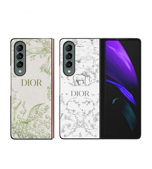 Dior/ディオールブランドGalaxys zflip /zfold2/w21/fold/w20ケース折りたたむ保護ケースレザー製上品Galaxysフリップカバー人気オーダーメイドギャラクシーゼット Z ケース防塵 セレブ愛用メンスレデイース