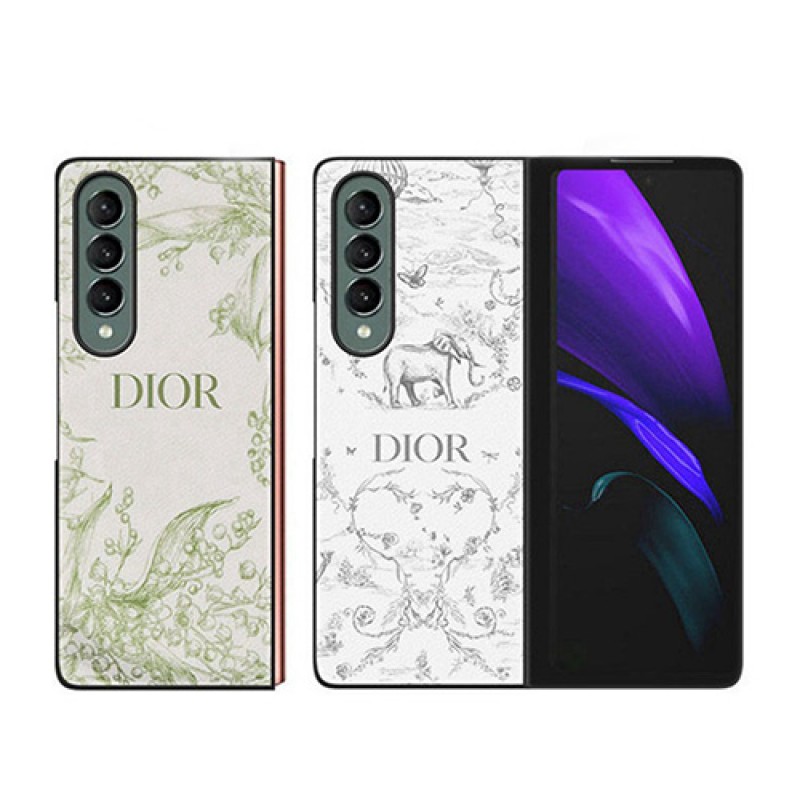 Dior/ディオールブランドGalaxys zflip /zfold2/w21/fold/w20ケース折りたたむ保護ケースレザー製上品Galaxysフリップカバー人気オーダーメイドギャラクシーゼット Z ケース防塵 セレブ愛用メンスレデイース