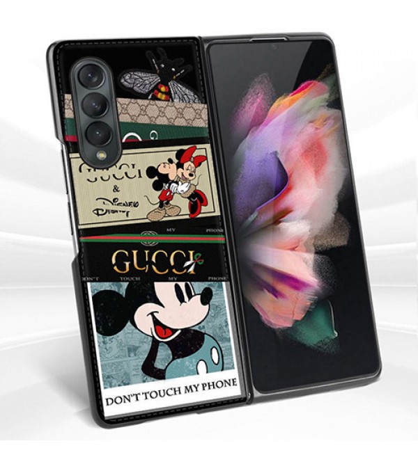 Supreme&Gucci コラボ ブランド Galaxy z flip3/z fold3/w21/fold2/w20ケース 上品 革製 Disney グッチ 潮流 激安 ギャラクシーゼットZ 折りたたみカバー ジャケット型 2021 新品 galaxyフリップケース 芸能人愛用 ファッション メンズ レディーズ