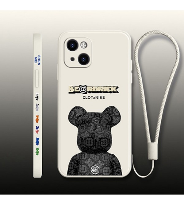 KAWS カウズ ブランドiphone 13pro/13mini/13pro maxケース インスタ風 BE@RBRICK ジャケット型 NIKE 熊柄 モノグラム CLOT 安い シリコン アイフォン13/12 pro maxカバー  黒白色 芸能人愛用 メンズ レディーズ