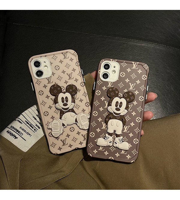 ルイヴィトン ディズニー コラボ ブランド iphone13 pro/13 pro max/13 miniケース かわいい ミッキーマウス柄 lv モノグラム ジャケット型 経典  アイフォン13/12/11/x/8/7/se2カバー ファッション メンズ レディース 