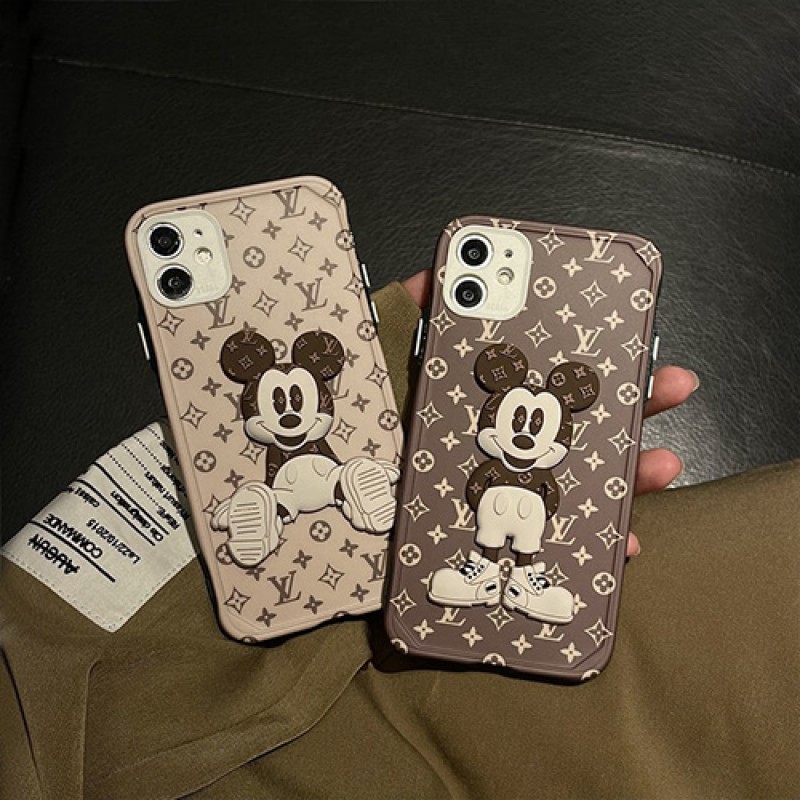 ルイヴィトン ディズニー コラボ ブランド iphone13 pro/13 pro max/13 miniケース かわいい ミッキーマウス柄 lv モノグラム ジャケット型 経典  アイフォン13/12/11/x/8/7/se2カバー ファッション メンズ レディース 