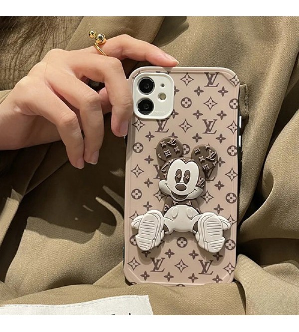 ルイヴィトン ディズニー コラボ ブランド iphone13 pro/13 pro max/13 miniケース かわいい ミッキーマウス柄 lv モノグラム ジャケット型 経典  アイフォン13/12/11/x/8/7/se2カバー ファッション メンズ レディース 