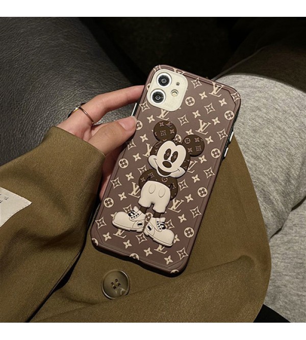 ルイヴィトン ディズニー コラボ ブランド iphone13 pro/13 pro max/13 miniケース かわいい ミッキーマウス柄 lv モノグラム ジャケット型 経典  アイフォン13/12/11/x/8/7/se2カバー ファッション メンズ レディース 