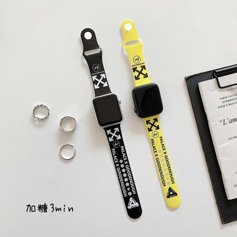 オフホワイト ブランド OFF-WHITE アップルウォッチ 7/6/5/4/SEバンド 人気 シリコン Apple Watch 7/6/SE 腕時計ストラップ ベルト 芸能人愛用 メンズ レディース