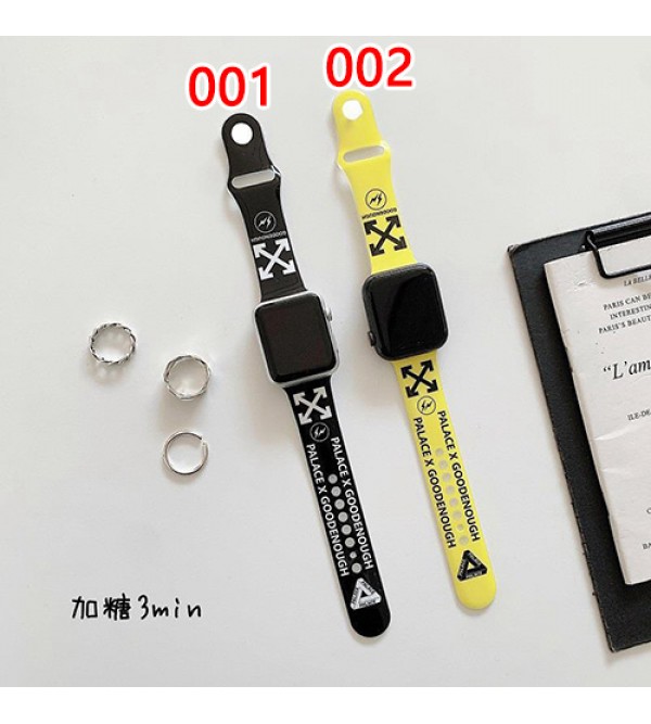 オフホワイト ブランド OFF-WHITE アップルウォッチ 7/6/5/4/SEバンド 人気 シリコン Apple Watch 7/6/SE 腕時計ストラップ ベルト 芸能人愛用 メンズ レディース