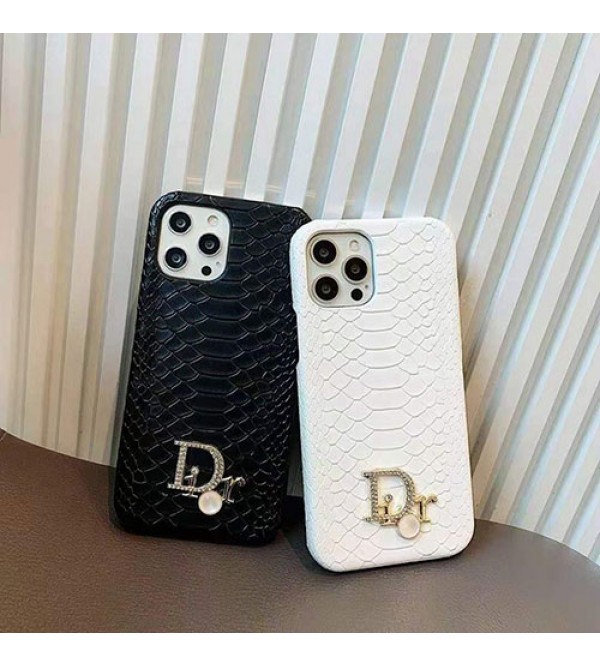 Dior/ディオール ブランド iPhone 13/12/13 pro/13 pro maxケース 個性 カッコイイ ヘビ柄 モノグラム レザー ジャケット型  アイフォン13/12/11/x/xs/xr/8/7カバー 黒白色 メンズ レディース