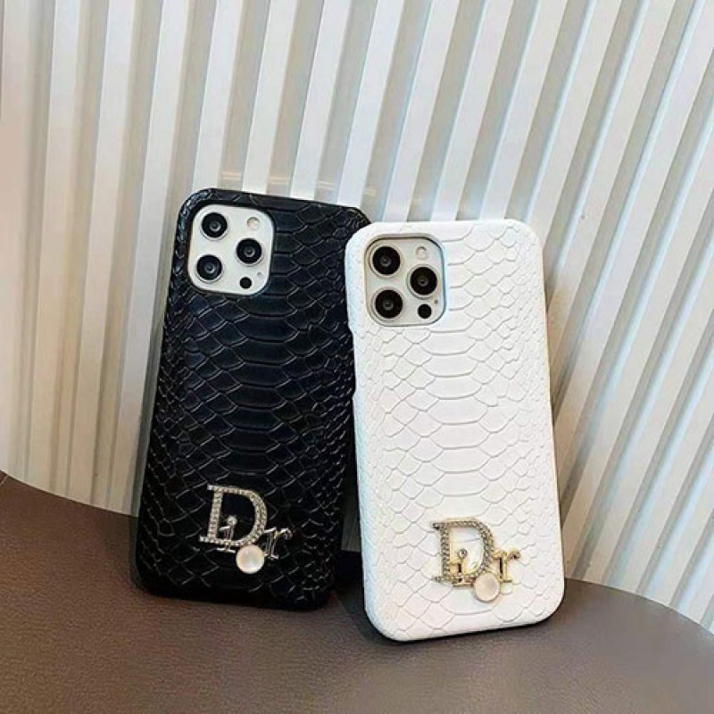 Dior/ディオール ブランド iPhone 13/12/13 pro/13 pro maxケース 個性 カッコイイ ヘビ柄 モノグラム レザー ジャケット型  アイフォン13/12/11/x/xs/xr/8/7カバー 黒白色 メンズ レディース