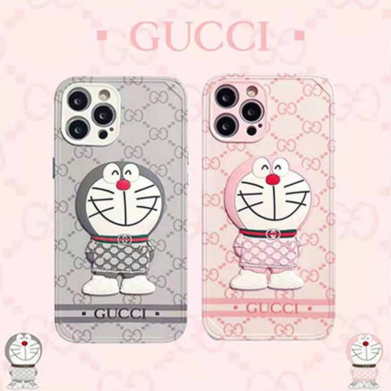 グッチ＆ドラえもん コラボ iphone13/12s/12pro/12pro maxケース ブランド モノグラム柄 個性 ジャケット型 GUCCI x DORAEMON ブランド ソフト 四角保護 iphone 12 mini/12 pro/12 pro maxケース 大人気 高級 アイフォン12/11/x/xs/xr/8/7ケース ファッション メンズ レディース