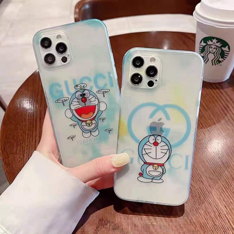 グッチ ドラえもん コラボ ブランド iphone13/12s mini/13 pro maxケース おしゃれ クリアケース Gucci x Doraemon モノグラム 耐衝撃 アイフォン13プロ/12/11/x/8/7カバー  ファッション レデイーズ  