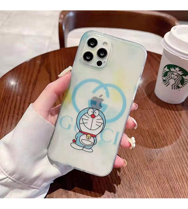 グッチ ドラえもん コラボ ブランド iphone13/12s mini/13 pro maxケース おしゃれ クリアケース Gucci x Doraemon モノグラム 耐衝撃 アイフォン13プロ/12/11/x/8/7カバー  ファッション レデイーズ  