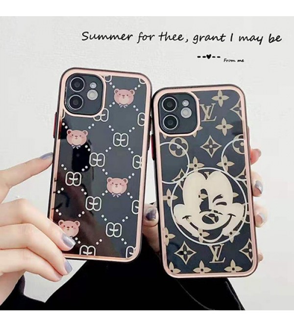 LV &Disneyコラボiphone 13/12S/13/13 pro/13 mini/13 pro maxケース グッチ 背面ガラスシリコン製ジャケット型アイフォン13/13 pro/13 pro max/se2カバー可愛いヴィトンハイブランド激安ケースIPHONE X/XS/XR/8/7カバー防塵 レディース経典高級感