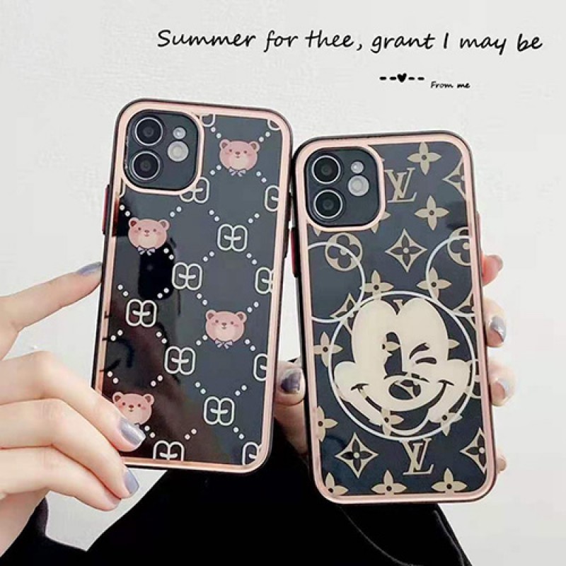 LV &Disneyコラボiphone 13/12S/13/13 pro/13 mini/13 pro maxケース グッチ 背面ガラスシリコン製ジャケット型アイフォン13/13 pro/13 pro max/se2カバー可愛いヴィトンハイブランド激安ケースIPHONE X/XS/XR/8/7カバー防塵 レディース経典高級感