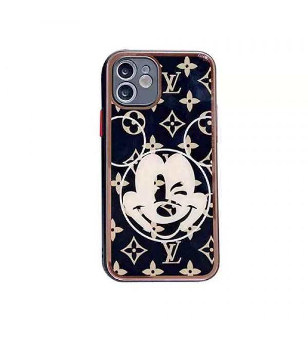 LV &Disneyコラボiphone 13/12S/13/13 pro/13 mini/13 pro maxケース グッチ 背面ガラスシリコン製ジャケット型アイフォン13/13 pro/13 pro max/se2カバー可愛いヴィトンハイブランド激安ケースIPHONE X/XS/XR/8/7カバー防塵 レディース経典高級感