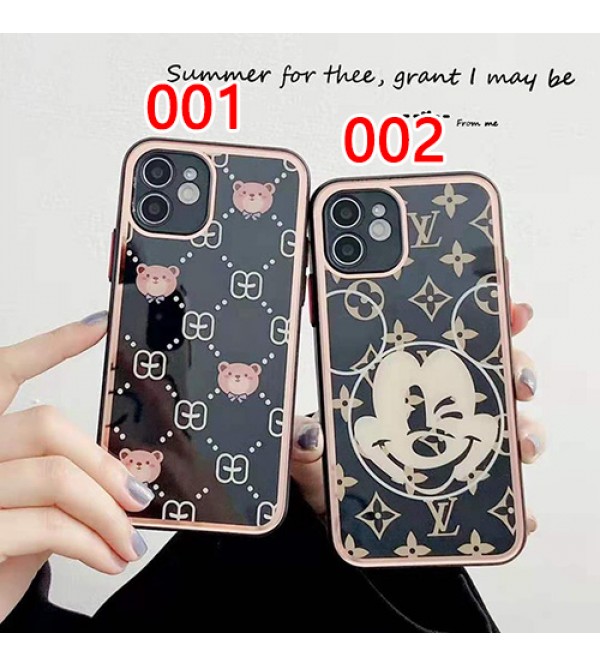 LV &Disneyコラボiphone 13/12S/13/13 pro/13 mini/13 pro maxケース グッチ 背面ガラスシリコン製ジャケット型アイフォン13/13 pro/13 pro max/se2カバー可愛いヴィトンハイブランド激安ケースIPHONE X/XS/XR/8/7カバー防塵 レディース経典高級感