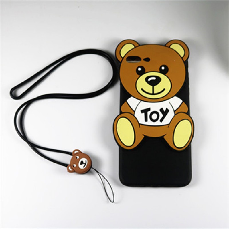 iphone 12ケースアイフォン7プラスカバー モスキーノ iPhone6/6s plusケース 可愛い熊柄 アイフォンシリーズケース iPhone8ケース シリコン製 iPhone5/5s/se ストラップ付き