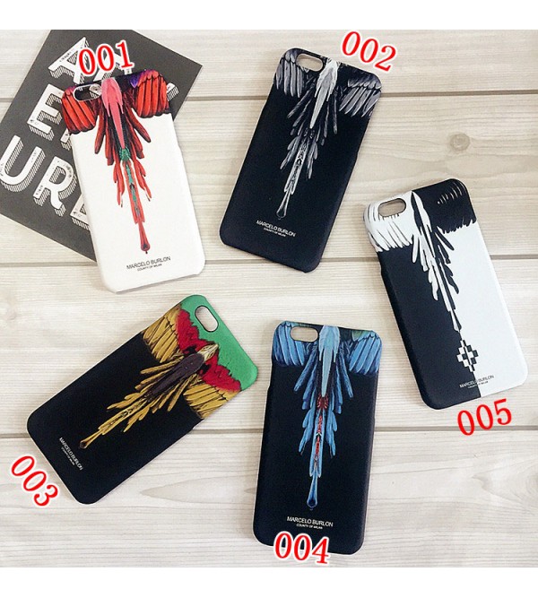 iphone 12ケースMarcelo Burlon 羽根柄 アイフォン7プラスカバー ブランド iPhone8/8plusケース ジャケット アイフォン6/6s かっこいい マルセロブロン 個性的