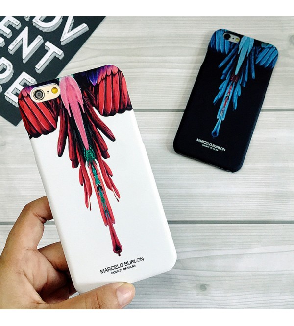 iphone 12ケースMarcelo Burlon 羽根柄 アイフォン7プラスカバー ブランド iPhone8/8plusケース ジャケット アイフォン6/6s かっこいい マルセロブロン 個性的