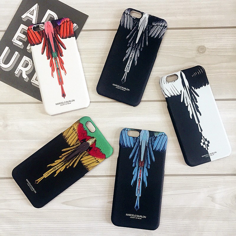 iphone 12ケースMarcelo Burlon 羽根柄 アイフォン7プラスカバー ブランド iPhone8/8plusケース ジャケット アイフォン6/6s かっこいい マルセロブロン 個性的