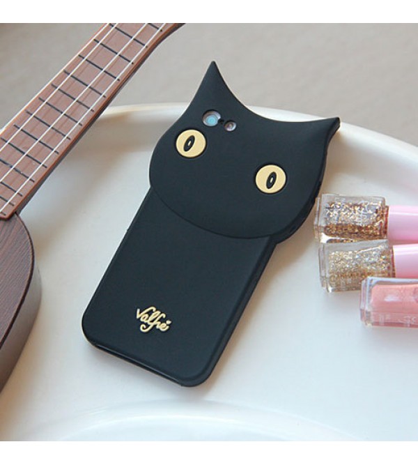 iphone 12 ケースValfre アイフォン7プラスカバー 可愛い iPhone6/6s plusケース 猫柄 アイフォン7/6/6s ブラック シリコン製 ヴァルフェー iPhone7 plusケース 女性向け