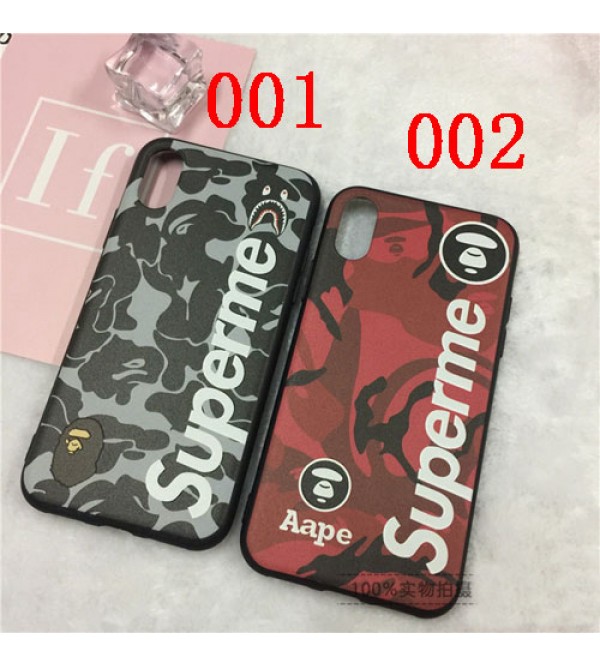 iphone 12 ケースシュプリーム supreme iphoneXケース ジャケット aape風 鮫 iphone8/8plusケース薄型 カップル愛用 人気