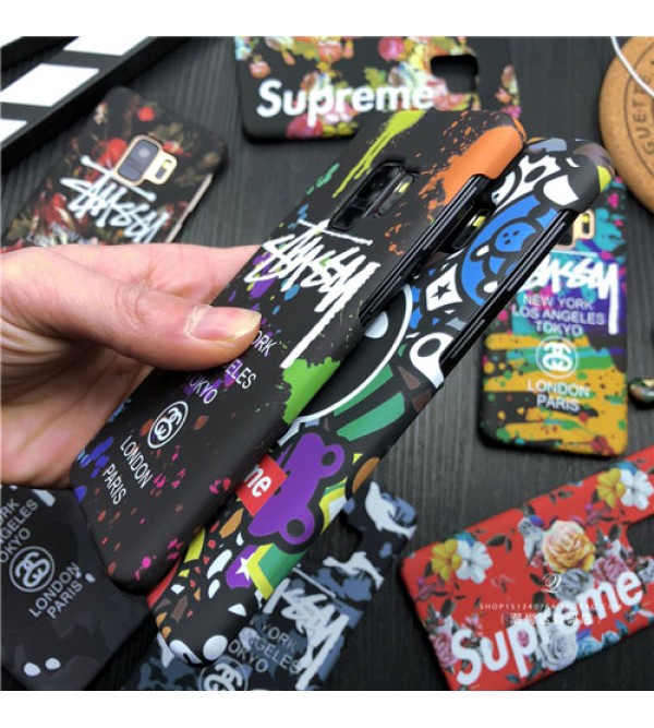 ブランドsupreme galaxy s9/s9+携帯カバー ブランドstussy galaxy s9/s9+スマホケース PC製 ギャラクシー s9/s9プラスカバー 夜光