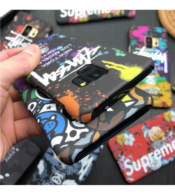 ブランドsupreme galaxy s9/s9+携帯カバー ブランドstussy galaxy s9/s9+スマホケース PC製 ギャラクシー s9/s9プラスカバー 夜光