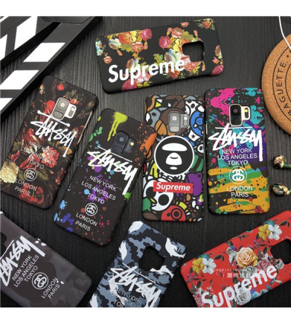 ブランドsupreme galaxy s9/s9+携帯カバー ブランドstussy galaxy s9/s9+スマホケース PC製 ギャラクシー s9/s9プラスカバー 夜光