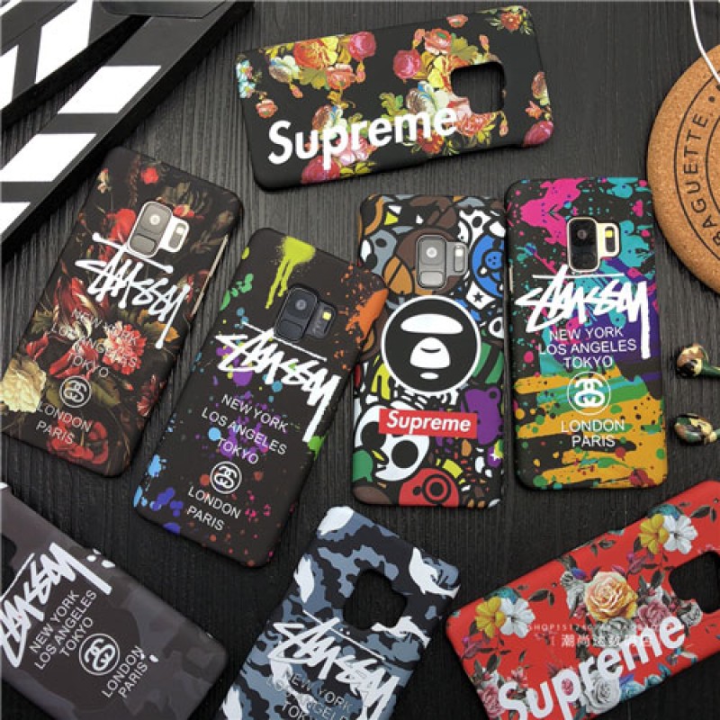 ブランドsupreme galaxy s9/s9+携帯カバー ブランドstussy galaxy s9/s9+スマホケース PC製 ギャラクシー s9/s9プラスカバー 夜光