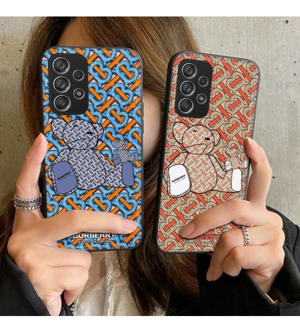 BURBERRY ブランド バーバリー Galaxy S23/S23+/S23 Plus/S23 Ultra/A54 5Gケース かわいい 熊 スマホケース 薄型 軽量 定番柄 ギャラクシーs23/s23プラス/s23ウルトラ/a54 5gカバー 全面保護 メンズ レディース