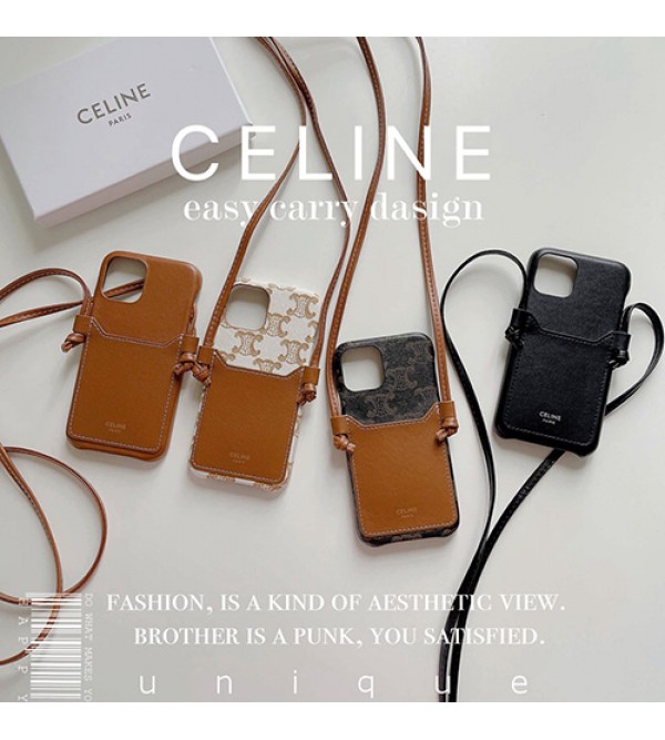 セリーヌ ブランド iphone 14/14 pro/14 pro max/13 miniカバー インスタ風 収納ポケット レザー CELINE チェーン付き ジャケット型 芸能人愛用 アイフォン13プロ/13ミニ/12/11カバー レディース