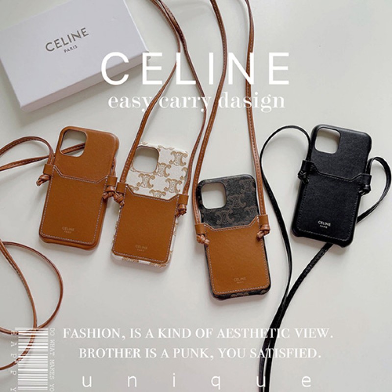 セリーヌ ブランド iphone 14/14 pro/14 pro max/13 miniカバー インスタ風 収納ポケット レザー CELINE チェーン付き ジャケット型 芸能人愛用 アイフォン13プロ/13ミニ/12/11カバー レディース