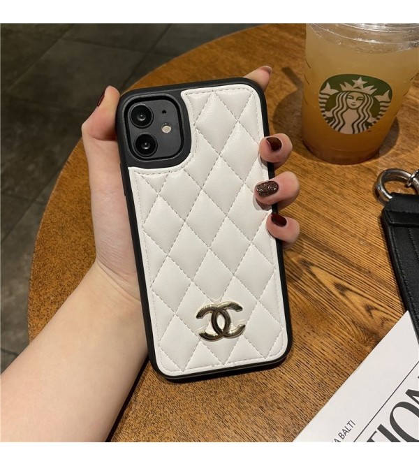 CHANEL シャネル ブランド iphone 15/14/13 pro/13 pro max/13 miniケース 可愛い ステッチ 菱形柄 レザー ジャケット型 TPU アイフォン15/1413カバー 安い レディース愛用