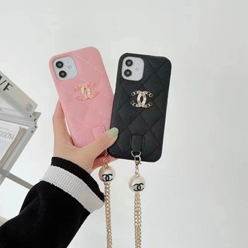 シャネル ブランド iphone 13 pro/13 pro max/13 miniケース 可愛い CHANEL ストランプ付き レザー 斜め掛け セレブ愛用 縫い ジャケット 菱形紋 アイフォン13/12/11/x/xs/xr/8/7カバー ファッション レディース