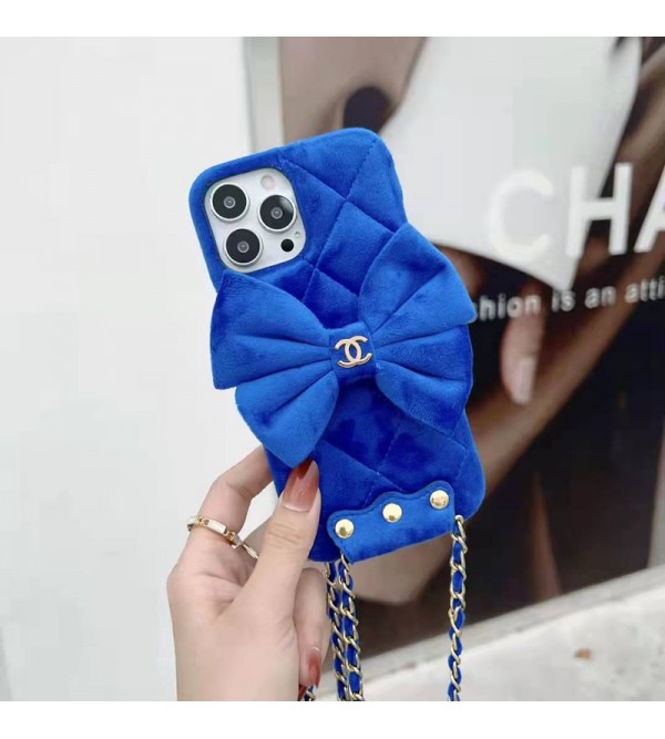 シャネル ブランド iphone13/13 pro/13 pro maxケース かわいい ジャケット型 CHANEL ベルベット フワフワ セレブ愛用 ちょう結び リストバンド ストラップ付きスマホケース  アイフォン13/12/11/x/xs/xr/8/7カバー レディース