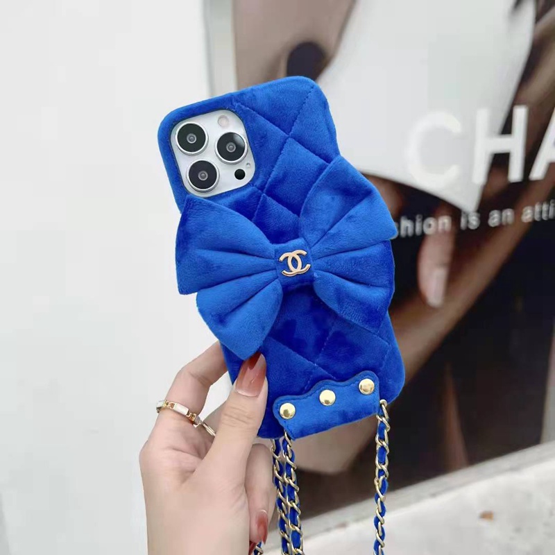 シャネル ブランド iphone13/13 pro/13 pro maxケース かわいい ジャケット型 CHANEL ベルベット フワフワ セレブ愛用 ちょう結び リストバンド ストラップ付きスマホケース  アイフォン13/12/11/x/xs/xr/8/7カバー レディース