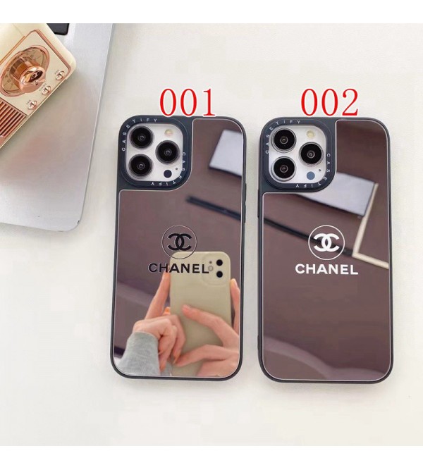 CHANEL/シャネル ブランド iphone 14/14 pro/14 pro max/14 plusケース かわいい 鏡面ガラス きらきら 芸能人愛用 アイフォン14/13/12/11カバー ファッション メンズ レディーズ