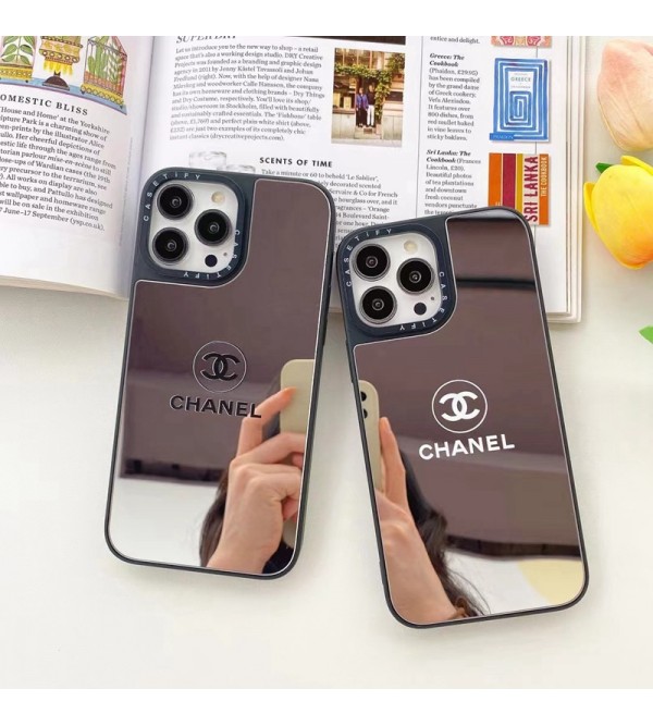 CHANEL/シャネル ブランド iphone 14/14 pro/14 pro max/14 plusケース かわいい 鏡面ガラス きらきら 芸能人愛用 アイフォン14/13/12/11カバー ファッション メンズ レディーズ