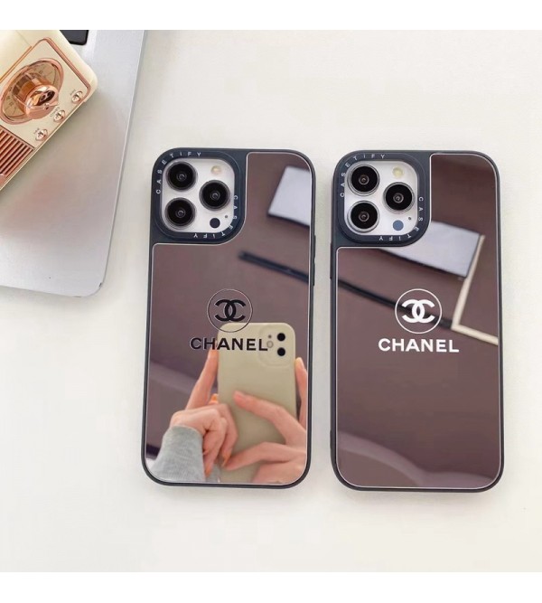 CHANEL/シャネル ブランド iphone 14/14 pro/14 pro max/14 plusケース かわいい 鏡面ガラス きらきら 芸能人愛用 アイフォン14/13/12/11カバー ファッション メンズ レディーズ