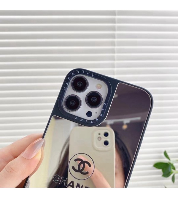 CHANEL/シャネル ブランド iphone 14/14 pro/14 pro max/14 plusケース かわいい 鏡面ガラス きらきら 芸能人愛用 アイフォン14/13/12/11カバー ファッション メンズ レディーズ