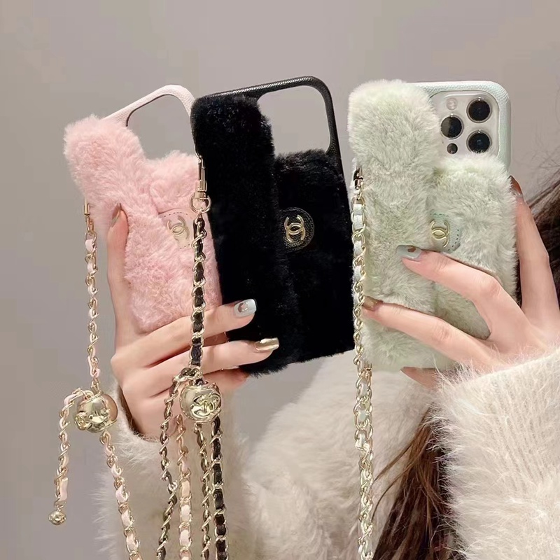 CHANEL シャネル ブランド iphone14/14 pro/14 pro maxケース かわいい レザーバング型 フワフワ セレブ愛用  ストラップ付き モノグラム スマホケース  アイフォン14/13/12/11カバー レディース