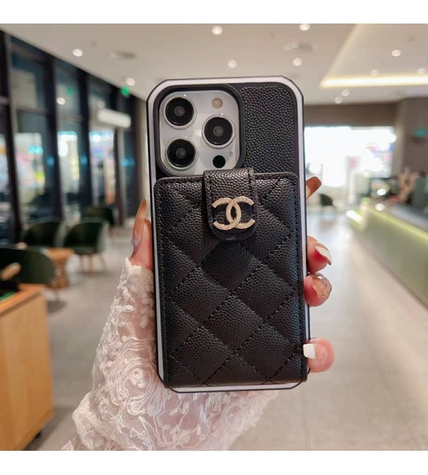 CHANEL ブランド シャネル iPhone 14/14 Pro/14 Pro Max/14 Plusケース 財布型 カードバッグ レザー製 モノグラム アイフォン14/14プロ/14プロ マックス/14プラス/13/12/11/x/xs/xr/8+/7+カバー ファッション メンズ レディース