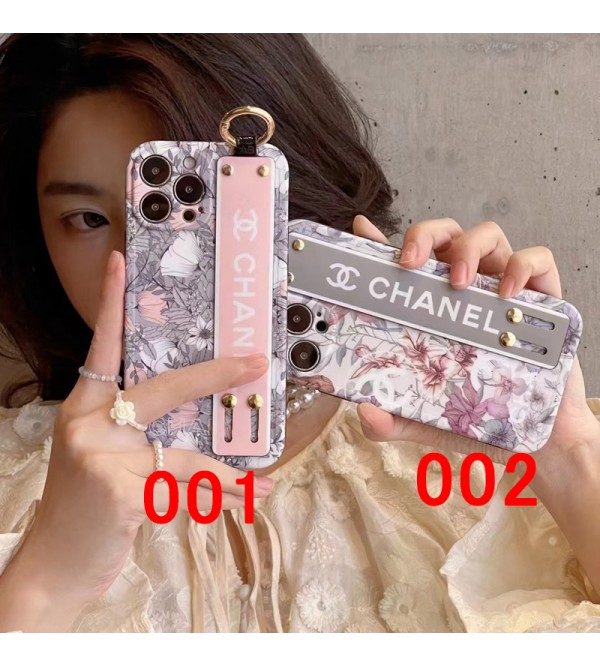 CHANEL ブランド シャネル iphone14/14 pro/14 pro maxケース かわいい 花柄 ハンドバンド付 リング付き ジャケット型 モノグラム スタンド機能 アイフォン14/14プロ/14プロ マックス/13/12/11カバー ファッション 高級 人気 メンズ レディース