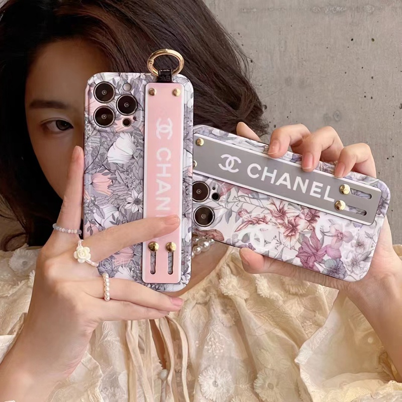 CHANEL ブランド シャネル iphone14/14 pro/14 pro maxケース かわいい 花柄 ハンドバンド付 リング付き ジャケット型 モノグラム スタンド機能 アイフォン14/14プロ/14プロ マックス/13/12/11カバー ファッション 高級 人気 メンズ レディース