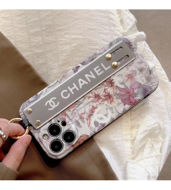 CHANEL ブランド シャネル iphone14/14 pro/14 pro maxケース かわいい 花柄 ハンドバンド付 リング付き ジャケット型 モノグラム スタンド機能 アイフォン14/14プロ/14プロ マックス/13/12/11カバー ファッション 高級 人気 メンズ レディース