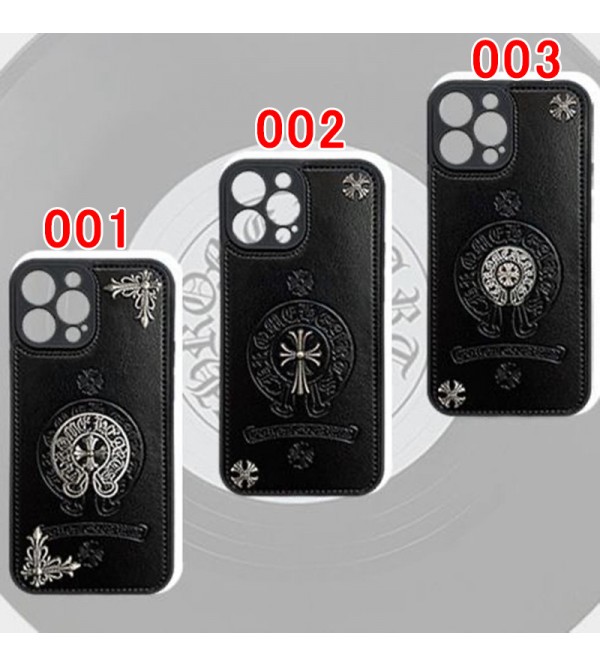 Chrome Hearts ハイブランド クロムハーツ iphone 14/14 pro/14 pro max/14 plusケース おしゃれ 十字形 レザー製 モノグラム柄 黒色 ジャケット型 アイフォン14/13/12/11/x/xs/xs max/xr/8  plus/7 plusカバー コピー メンズ レディーズ