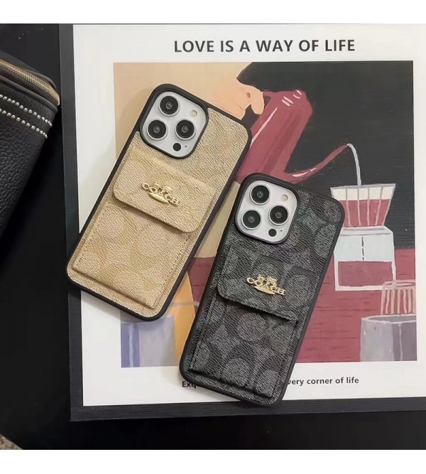 Coach ブランド コーチ iPhone 14/14 Pro/14 Pro maxケース 韓国風 馬車柄 カード入れ モノグラム  レザー バッグ アイフォン14/13/12/11/x/xs/xr/8/7/6カバー 大人気 メンズ レディース