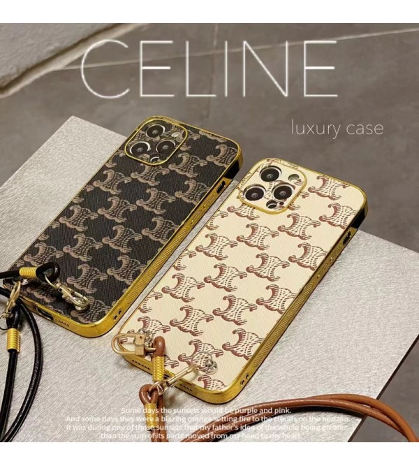 セリーヌ/CELINE ブランド iphone 14/14 pro/14 pro max/14 plus/se 第3世代/13/13 pro/13 pro maxケース かわいい ストラップ ジャケット型 モノグラム アイフォン14/13/12/11/X/8/7カバー ファッション メンズ レディーズ